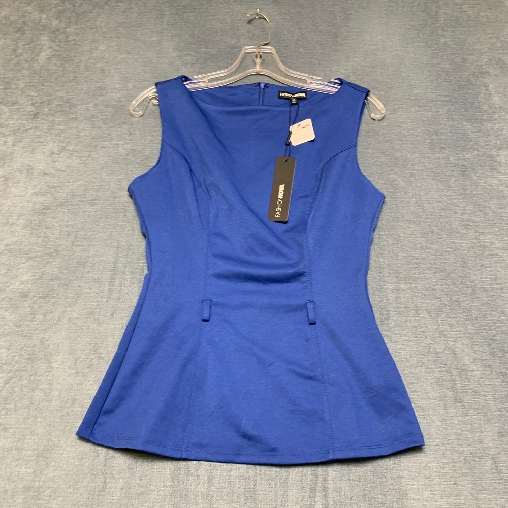 Fashion Nova Mini Dress Womens Medium Blue Casual Sleeveless Back Zip Round Neck